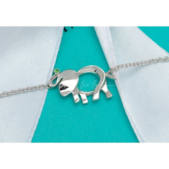 Tiffany & Co. Elephant Bracelet "Save the Elephants" Green Tsavorite in Silver - Picture 1 of 8